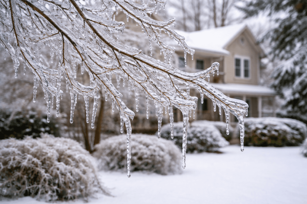 Ice-covered branches are causing winter tree stress in the Williamson County yards 